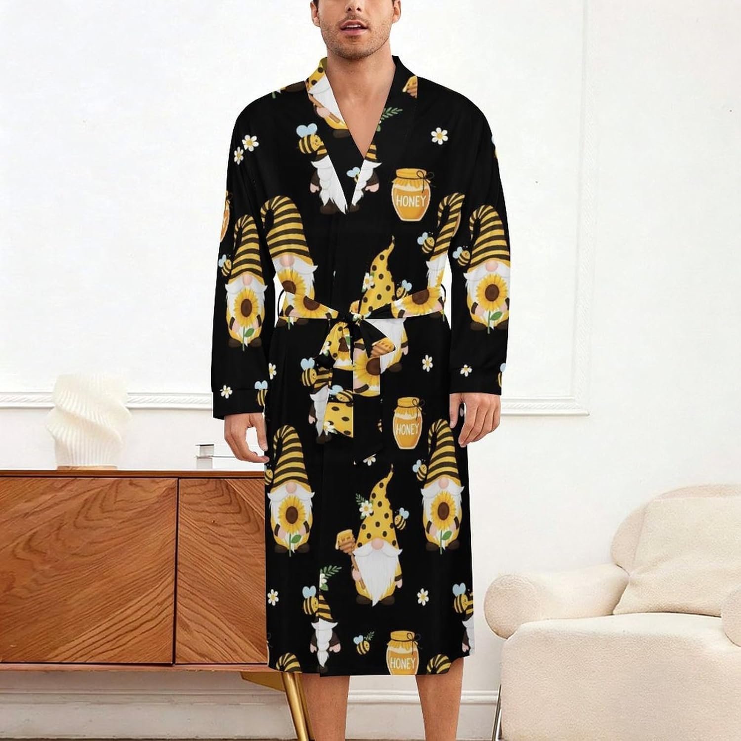 Kimono Robes for Men, Long Sleeve Breathable Bathrobes Open Front, Multi Functional Robe for Hotel, Bedroom