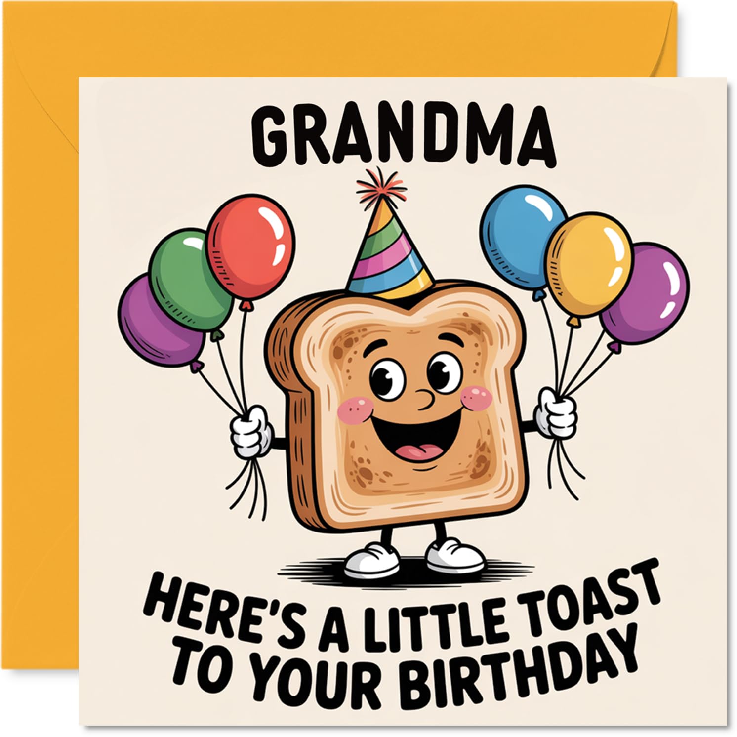 Grandma Birthday Card - A Little Toast To You - Happy Birthday Card for Grandma from Grandson Granddaughter, 145mm A Little Toast To You Bday Greeting Cards
