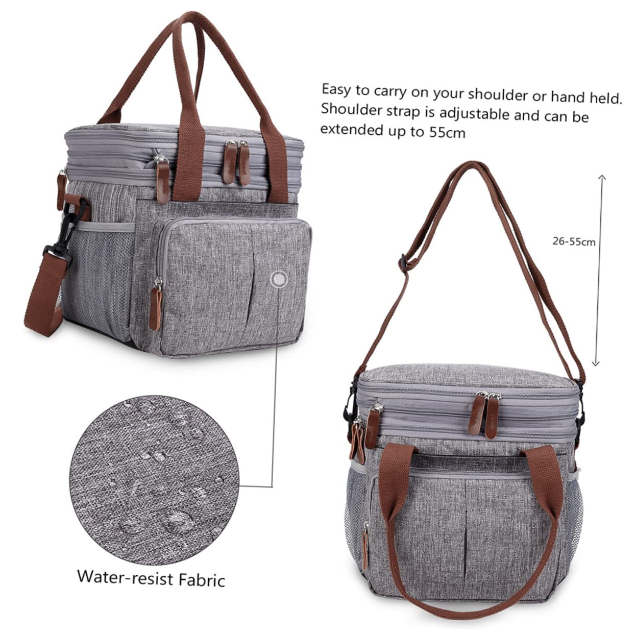 MAGICLULU Bolsa de Almuerzo Isotérmica de Gran Capacidad 15l, Nylon, Portátil, Adecuado para Picnic Conservar el Calor de Comidas y Bebidas