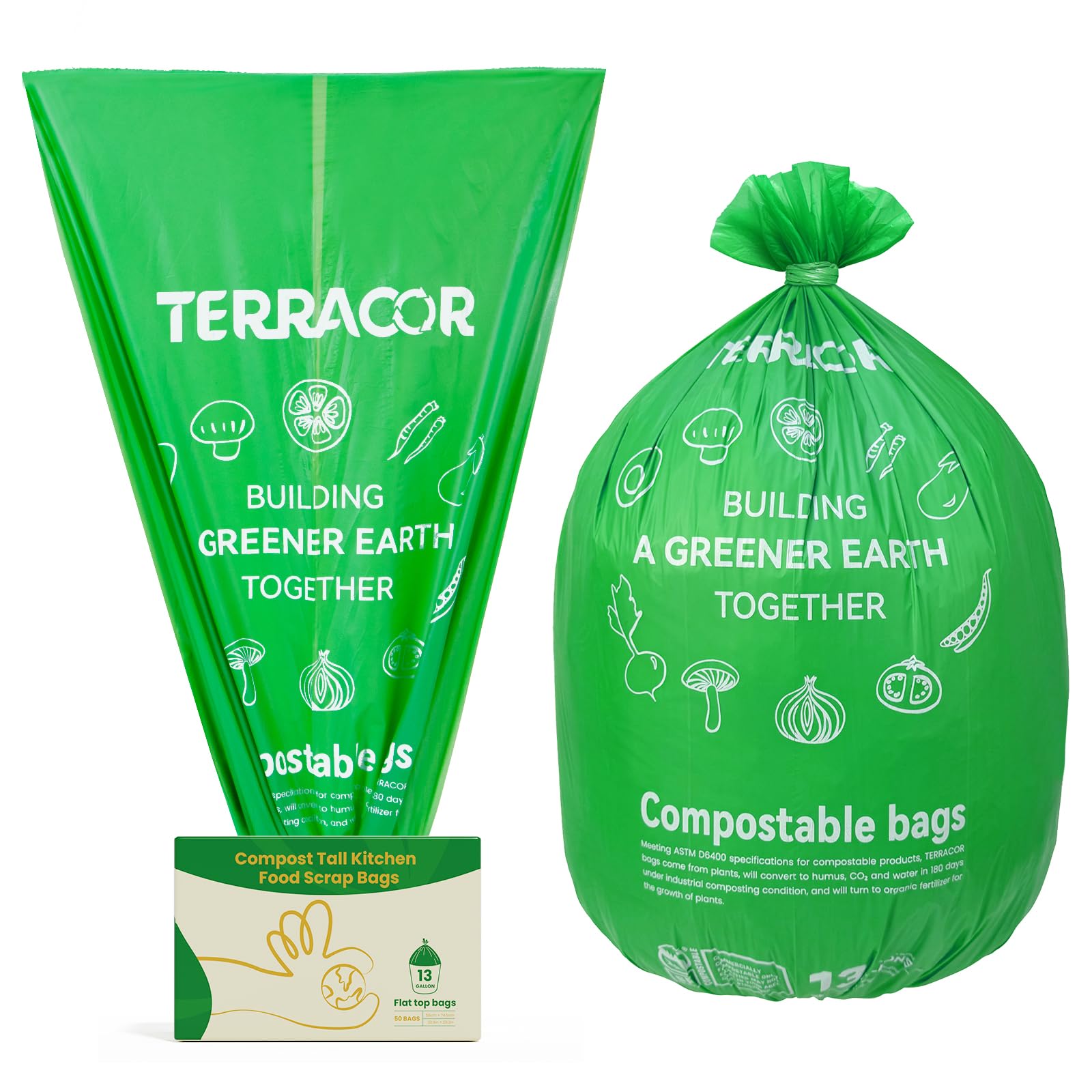 TERRACOR 13 Gallon Compostable Trash Bags