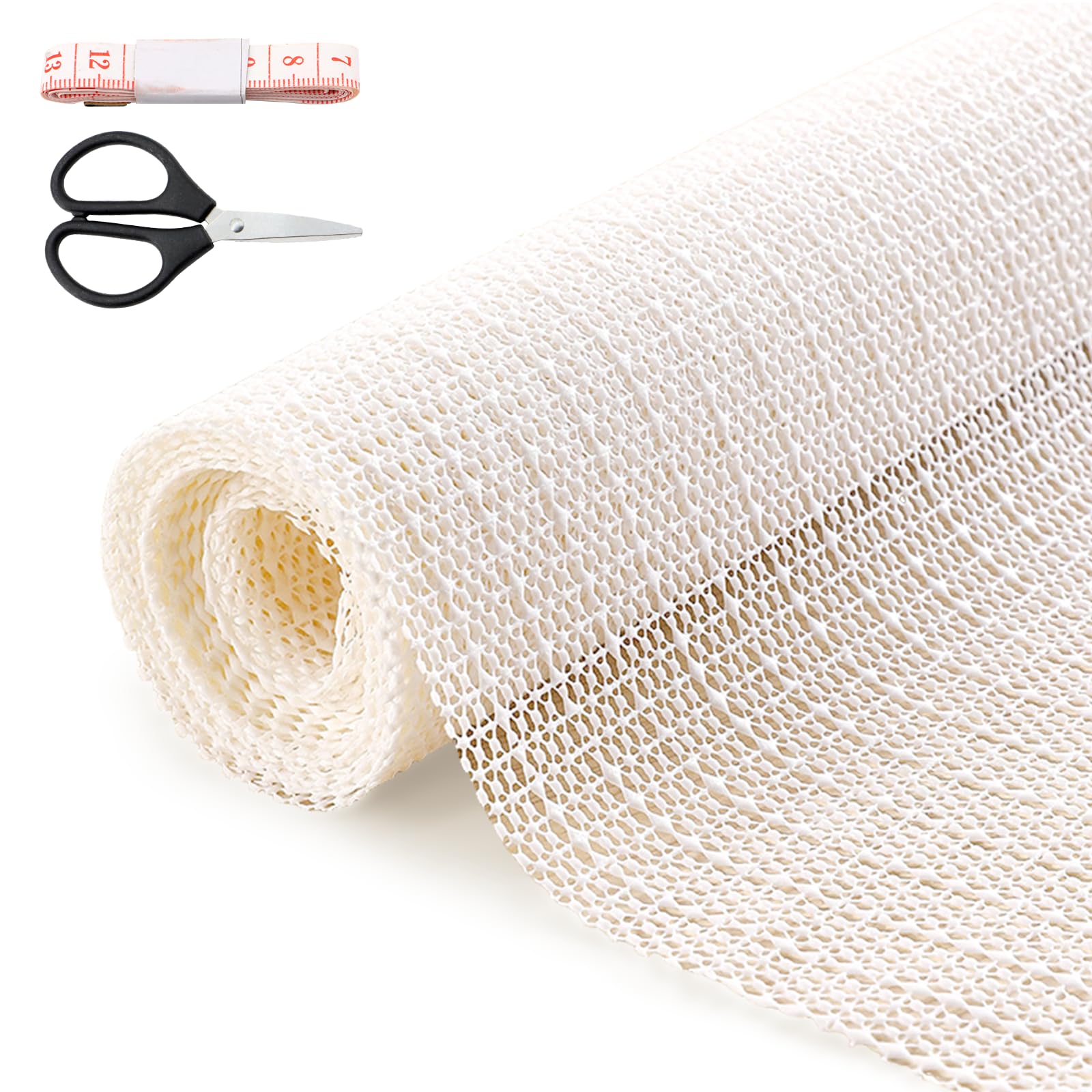 ZOCONE 150×200cm Anti Slip Rug Underlay to Prevent Carpet Slipping Mesh Rug Non Slip Underlay for Carpet, Bed Sheets, Sofa Cushions Cuttable Off-white Non-slip Matting Suitable for Hard Surfaces