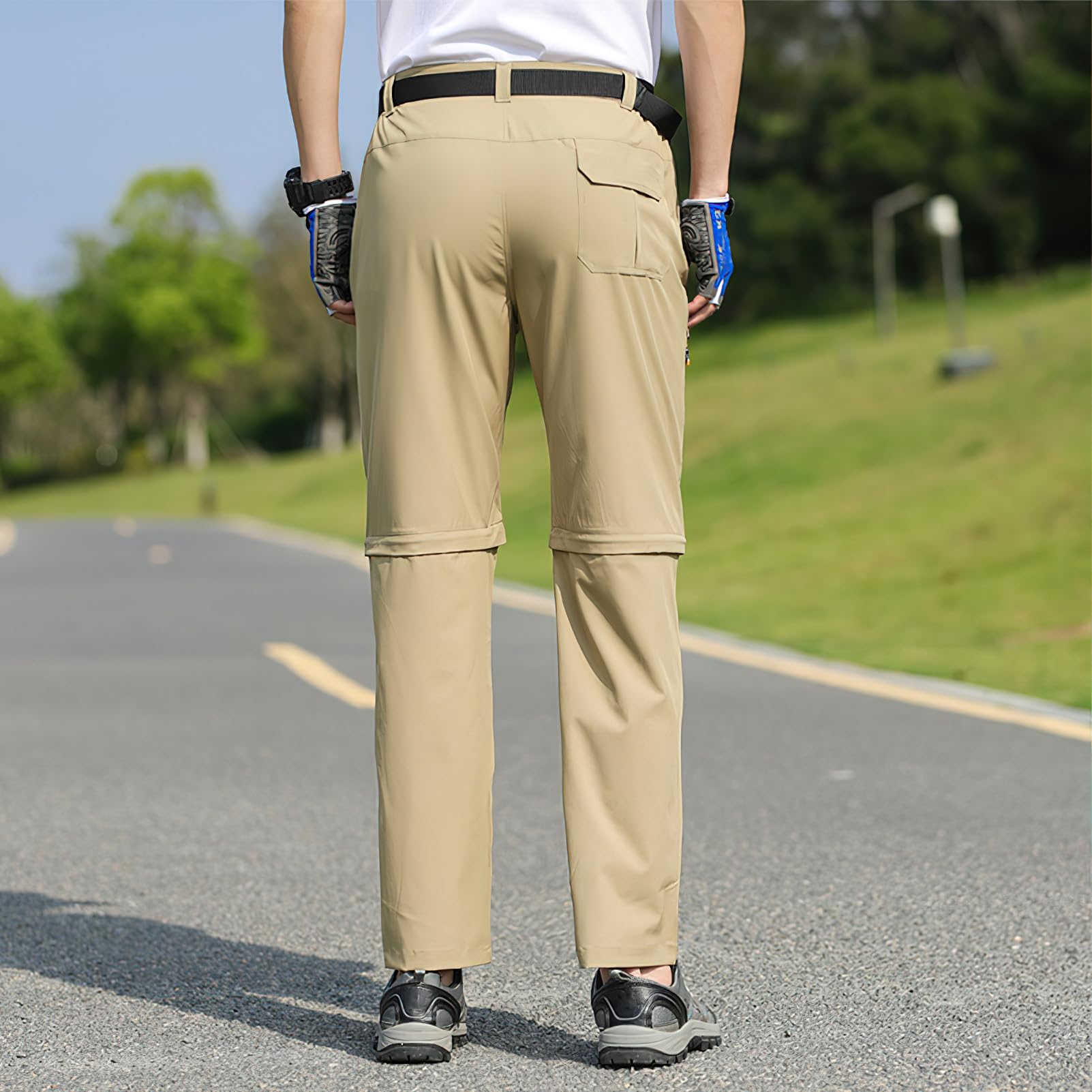 Hombre Pantalones de Senderismo al Aire Libre Cremallera Convertible Respirable Pantalones Cortos para Caminar con Bolsillos
