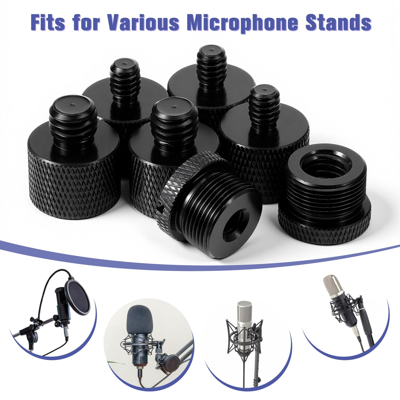 Zestaw 10 adapterów do mikrofonu, stojak 5/8" na 3/8", 3/8" na 5/8", 5/8" na 1/4", 1/4" na statyw mikrofonowy 5/8", adapter do statywów mikrofonowych, ramion i statywów do aparatu