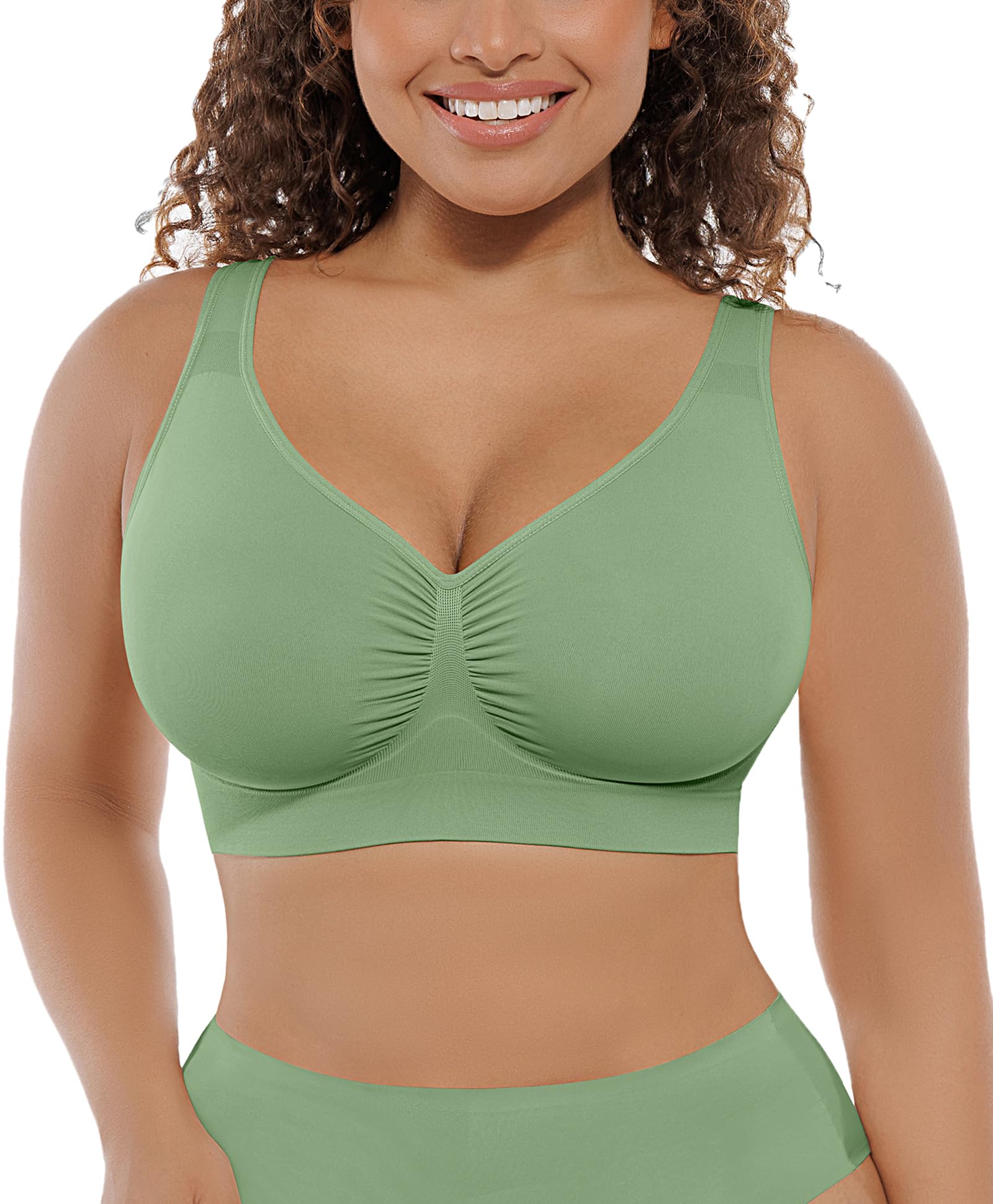 FeelinGirl Seamless Everyday Bras for Women No Underwire with Wide Straps | Full Coverage, Comfy Sleep Bra, Smooth, Wide Back Bralettes, Wireless, Buttery Soft Tshirt Bra, Unlined, No Show