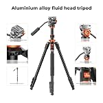 K&F CONCEPT 83 inch/211cm Caméra Vidéo Tripod pour DSLR Monopode en aluminium compact avec tête de fluide et charge de 11,02lbs/5KG,360 Panorama pour les voyages, vidéo, streaming en direct, blog