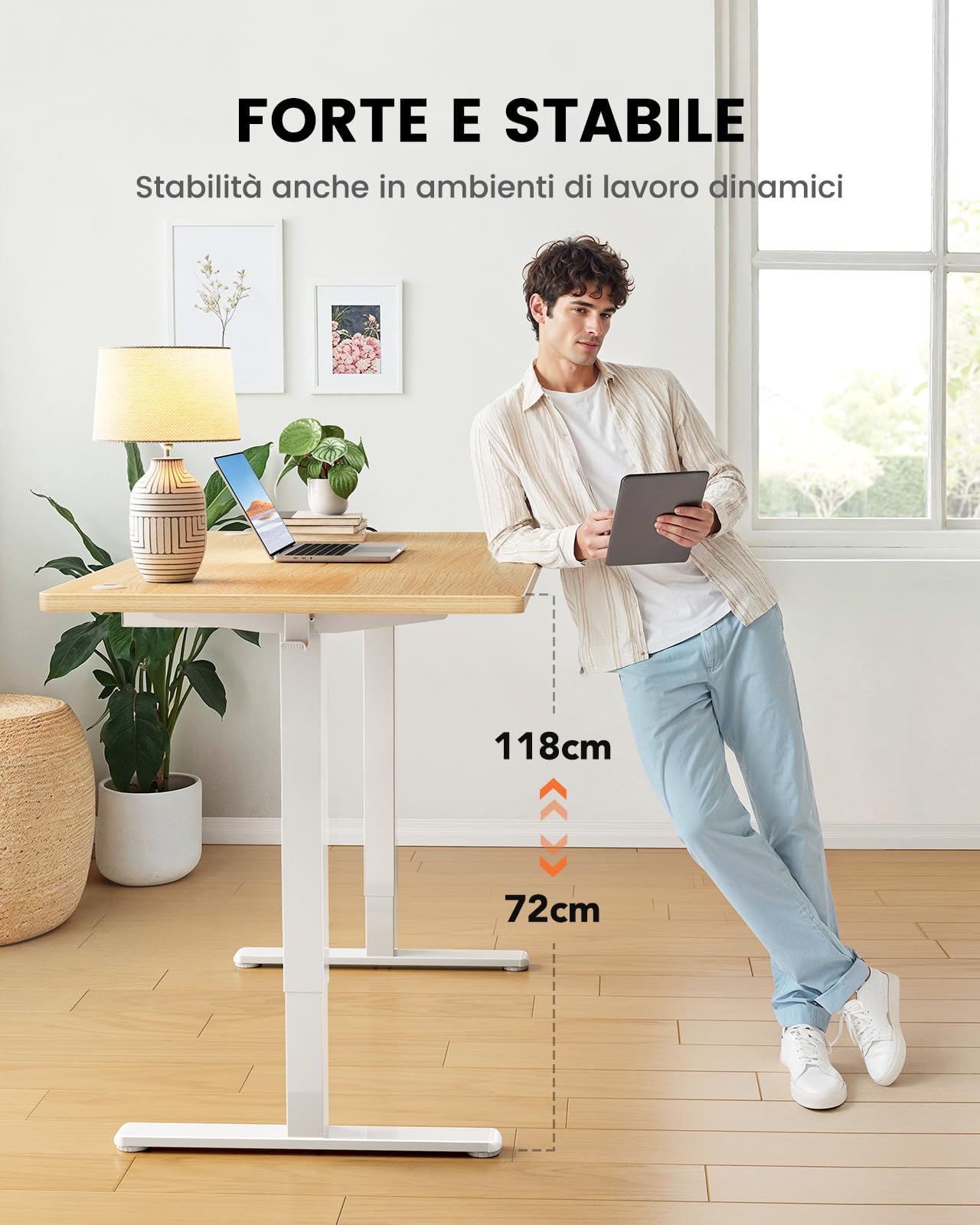 ErGear Scrivania elettrica regolabile in altezza, 140 x 80 cm, portata 100 kg, con motore senza spazzole avanzato, funzione silenziosa, robusto telaio in metallo