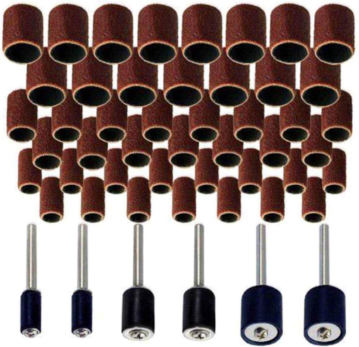Sanding Drum Set for Dremel & All Other Rotary Tools with 51 Replaceable Sanding Bands & 6 Rubber Drum Mandrels ,51pcs