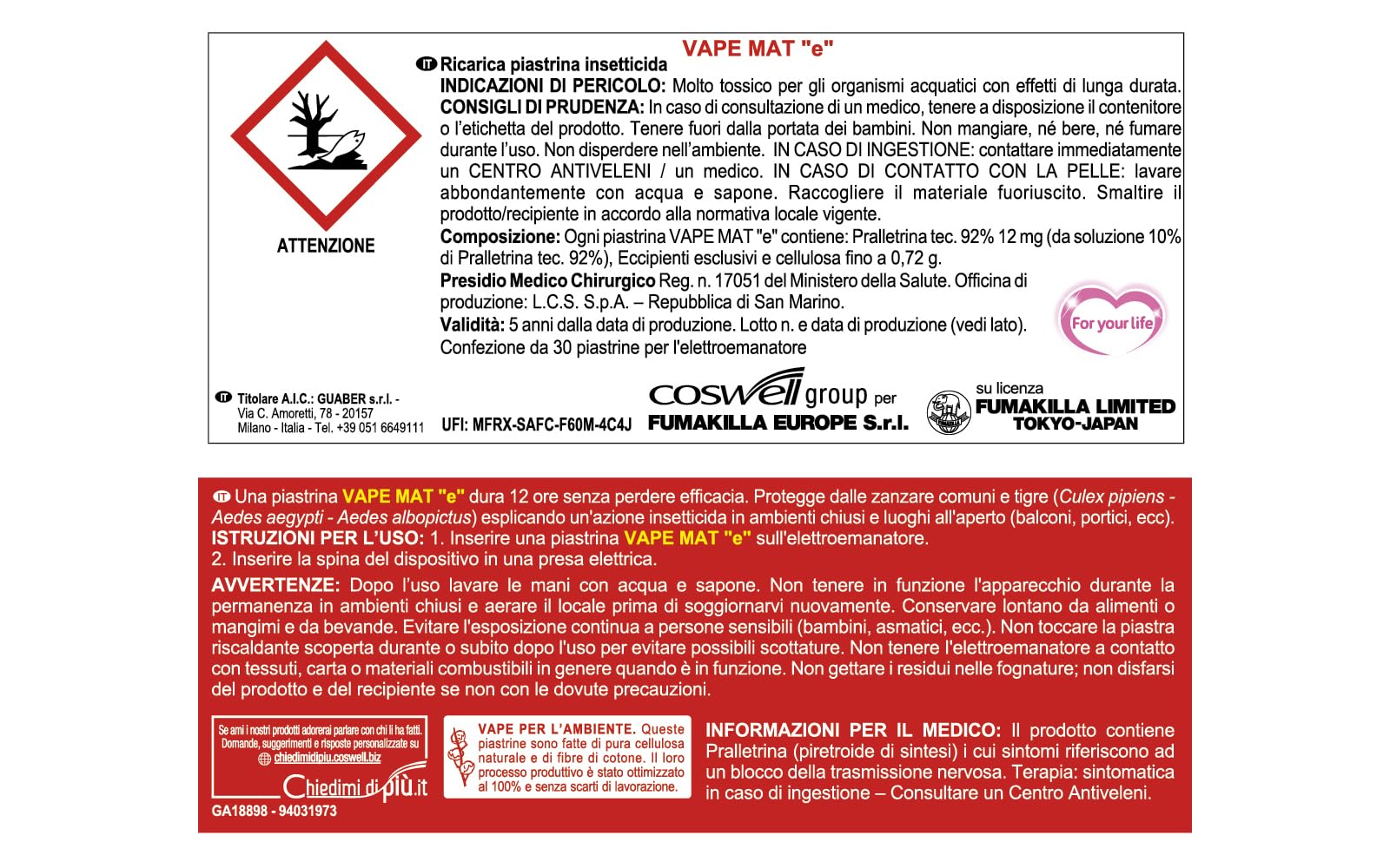 Vape, 30 Piastrine Inodore, Protegge dalle Zanzare Comuni e Tigre, 12 Ore  di Protezione in Ambienti chiusi e all'Aperto per Ogni Singola Piastrina :  Amazon.it: Salute e cura della persona
