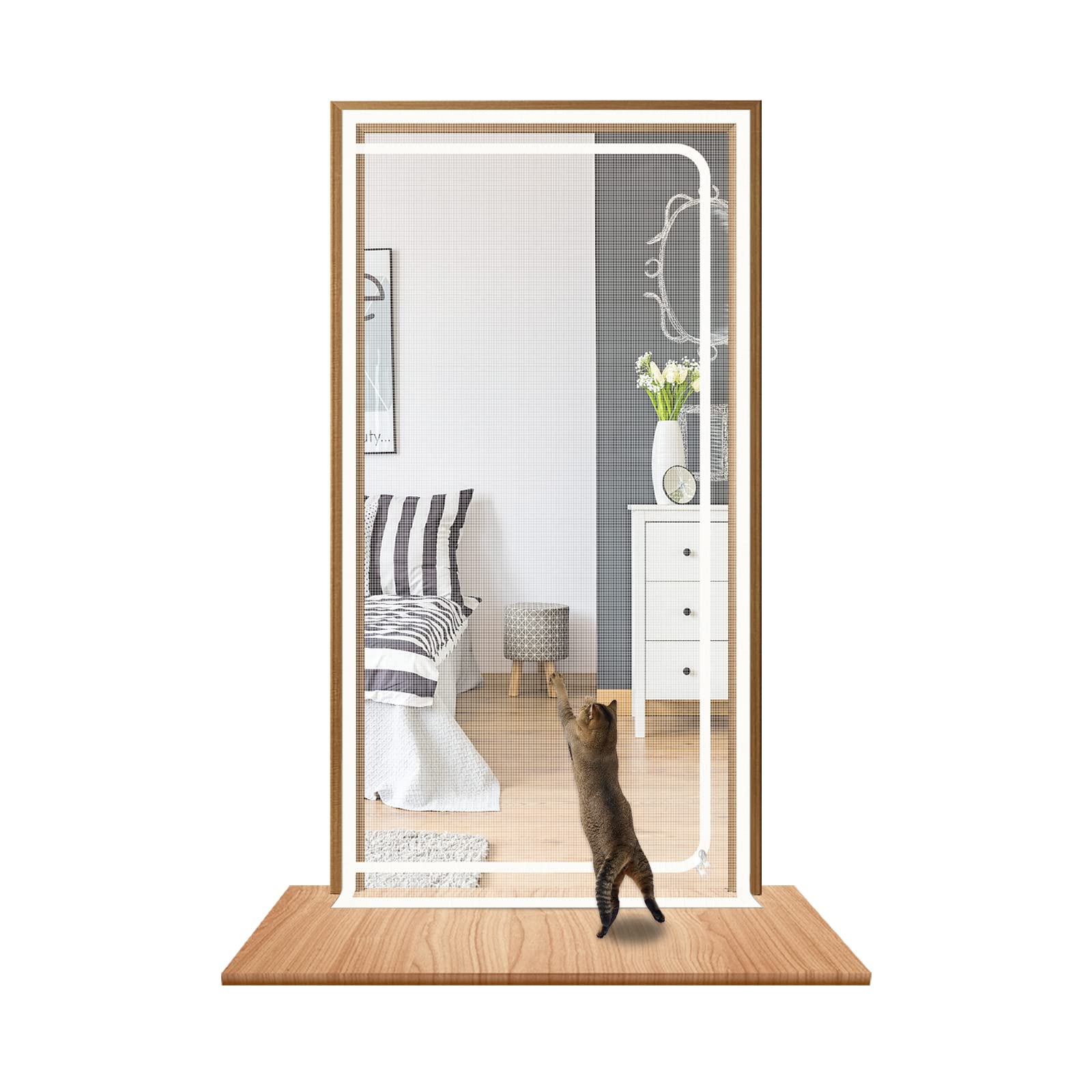 Porte grillagée pour chat 90x210 cm avec moustiquaire renforcée de sécurité pour animaux