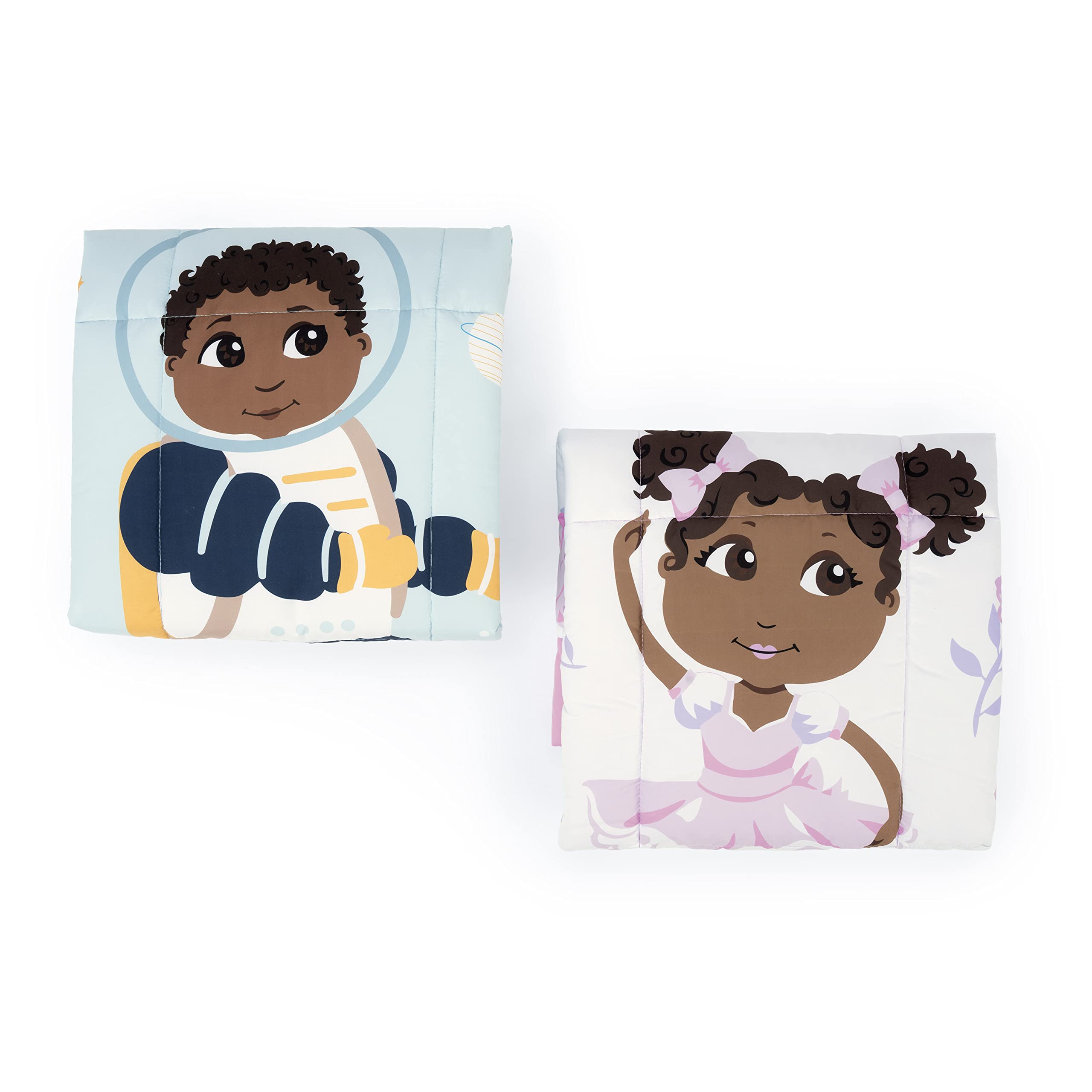 Little Muffincakes Zhara - Manta Acolchada para niños pequeños, Estampado de Bailarina y Flores, 42 x 34 Pulgadas, 18 Meses en adelante, Color Rosa
