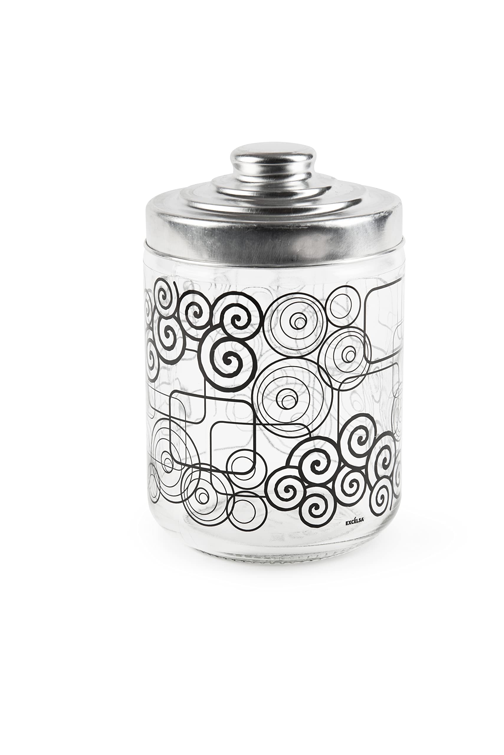 Excelsa Magic Black Jar with Lid, 800 Ml, Glass