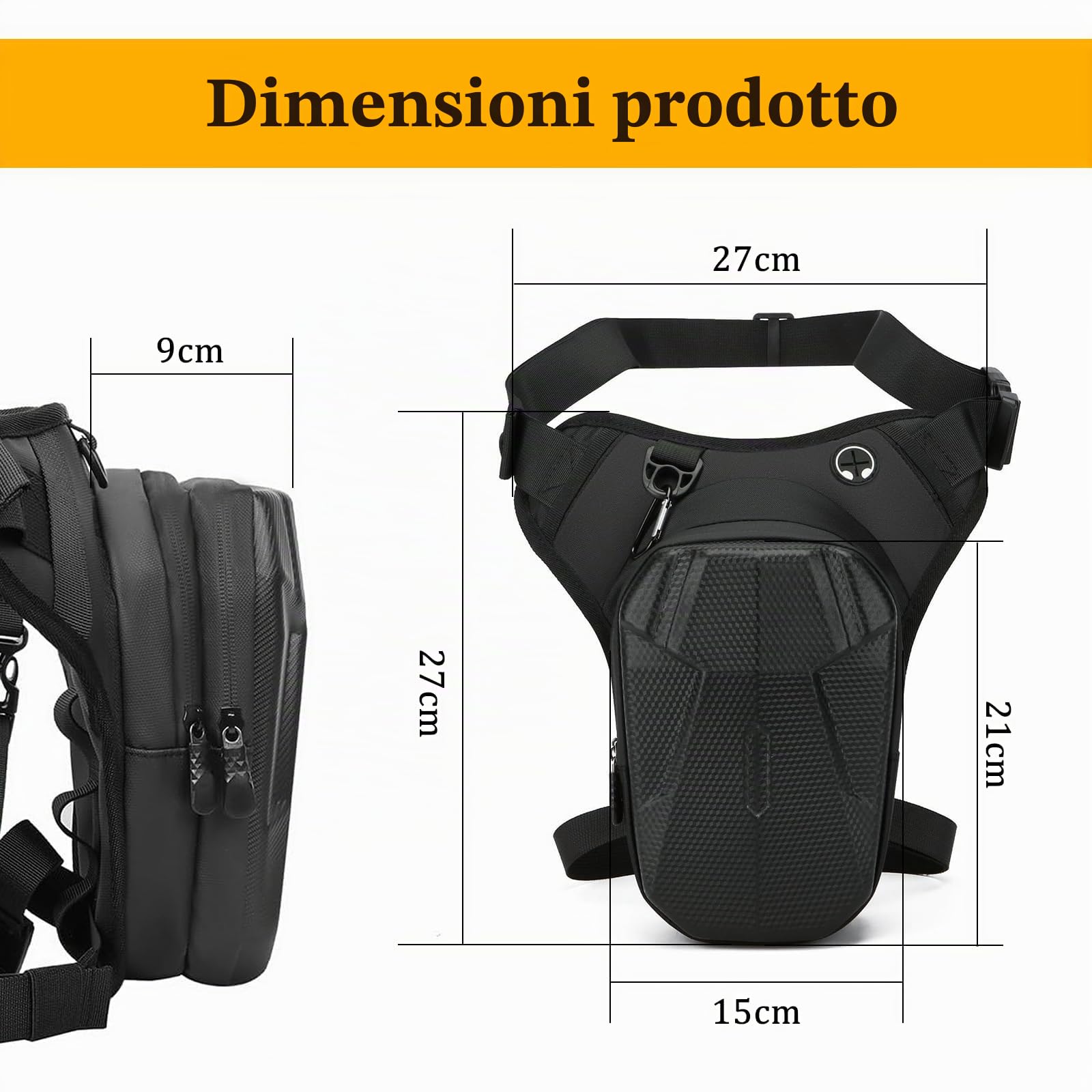 Marsupio Gamba Moto per Uomo & Donna in EVA Borsa Gamba Moto Impermeabile Marsupio Cosciale con Cintura Regolabile per Ciclismo Trekking Pesca Corsa(Nero)
