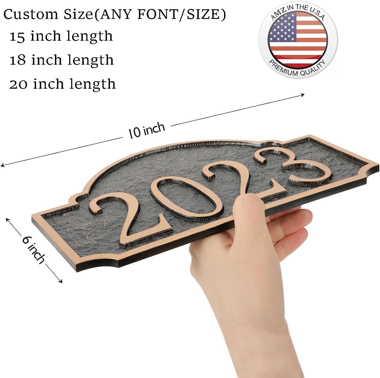 Personalized Address Sign LAWN MOUNTED - Custom House Number Sign Plaque,Address Plaque,House Numbers for Lawn Outside,Yard,Ground,Garden,Drive Way Free Standing with Stakes Metal (Golden)