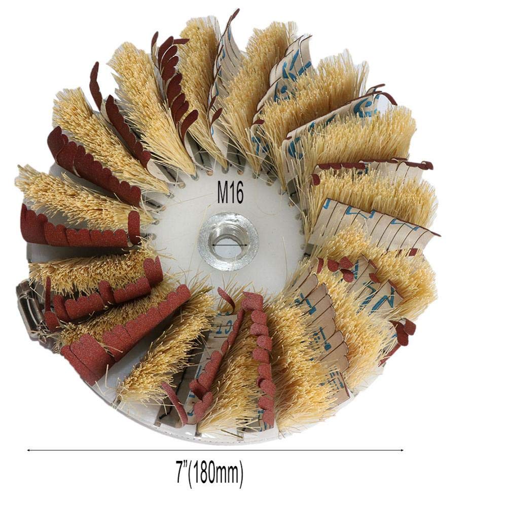 Cepillo de Pulido 1 PCS 7"M16 SSAL & Emery PELID CHEQUES DE Pulido DE POLIDO para Pulso para LA Superficie DE LA Superficie Curvada DE LA MUDAD (Color : 1pc Wheel Brush, Grit : 80)