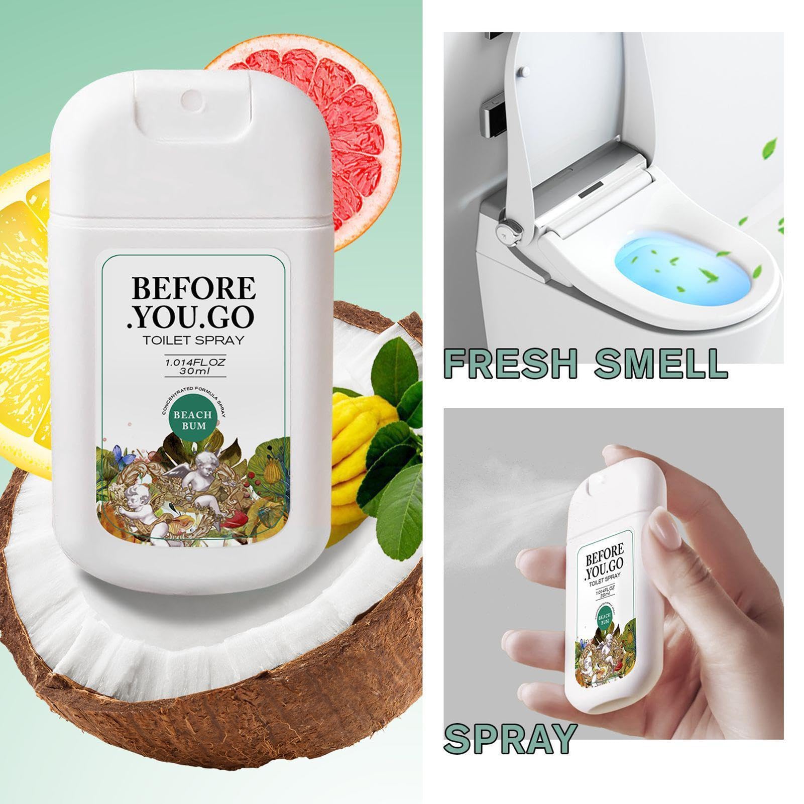Spray toalety – wyjątkowo długotrwały, zanim zamgleje się | Odświeżacz powietrza łazienki Eliminator nieprzyjemnych zapachów, szybko usuwa zapach skóry, płyn Be Gone 30 ml, przenośny zapach do t