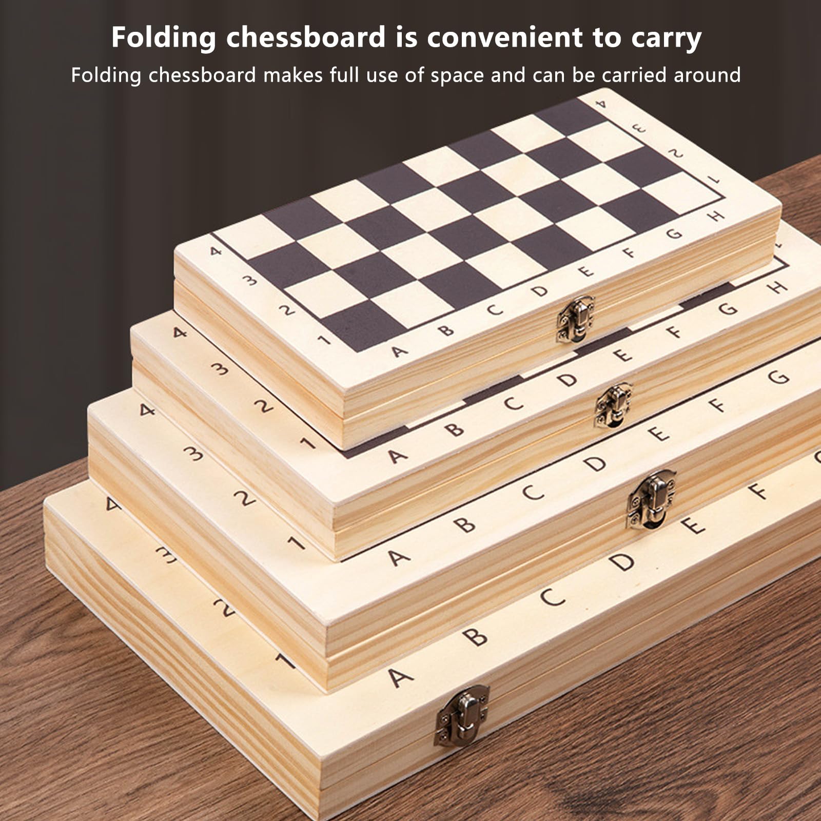 Scacchiera in Legno,9.4 "X 9.3" Scacchiera Portatile con Slot di stoccaggio degli Scacchi,Facile da trasportare, Scacchiera Pieghevole per i Principianti e Adulti(Size:13.3 * 13.3in)