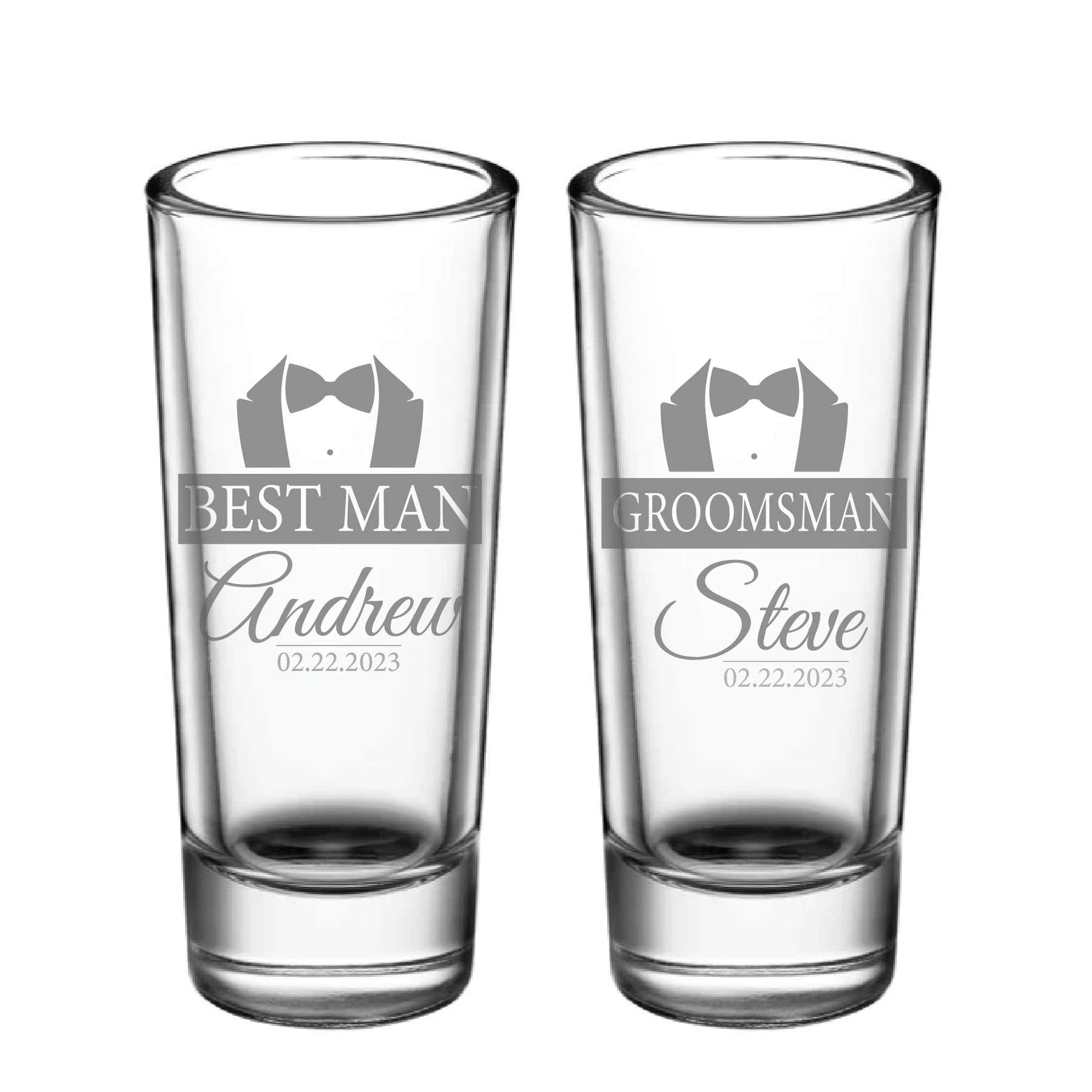 Designs by Kary Best Man Tequila Shot Glass Engraved Custom Name Wedding Groomsman Gift Personalized