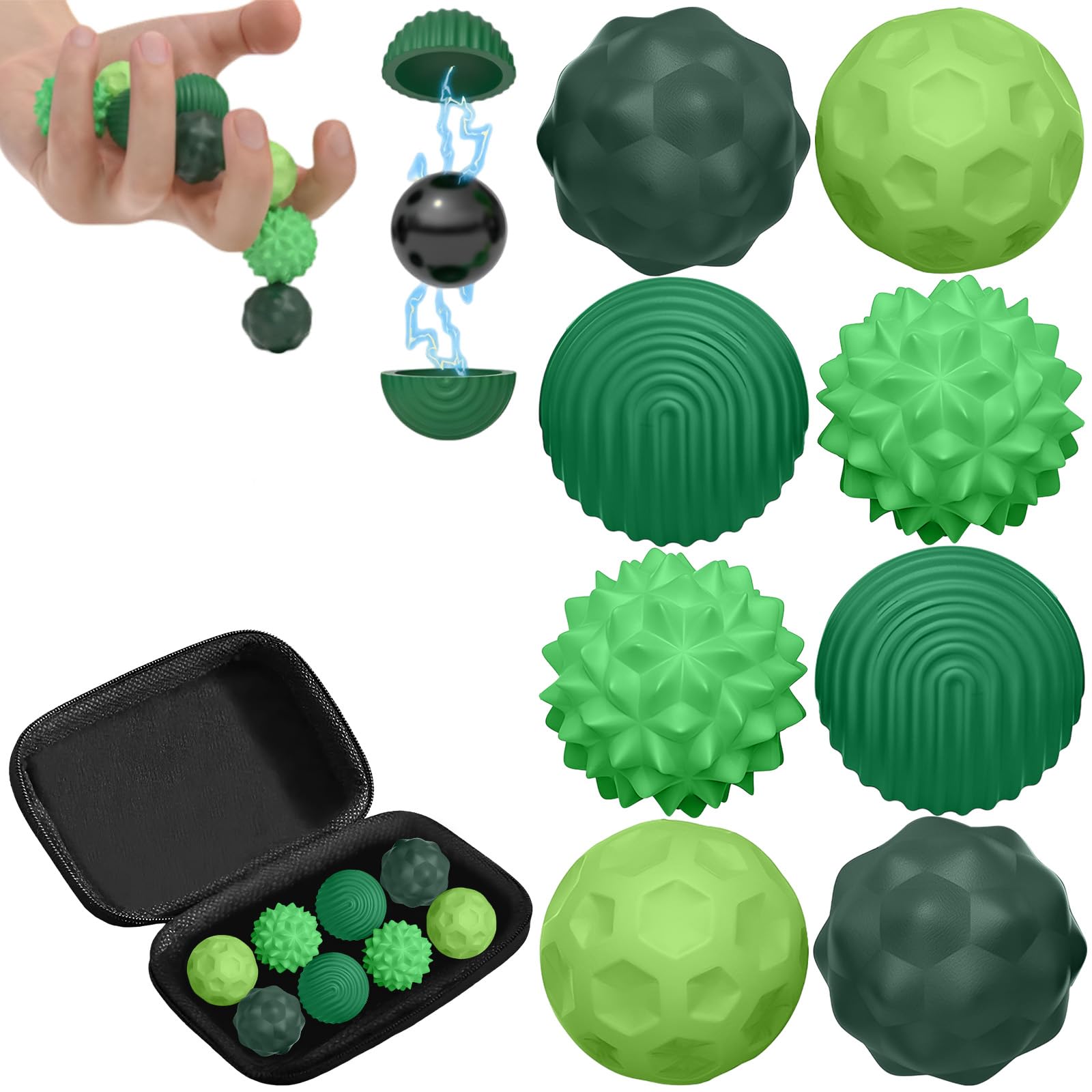 8 Pcs Magnetic Balls Fidget Toys with Silicone Shell, Stress Relief Sensory Roller Toy for Adults & Teens
