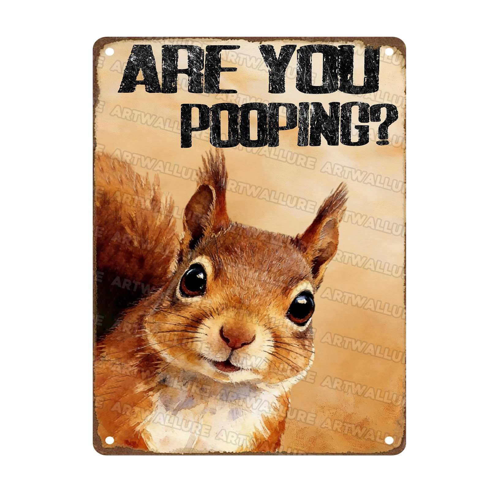 Are You Pooping Metal Sign Funny Squirrel Wall Decor for Home Bathroom Poster Restroom Toilet Washroom 12x16Inch