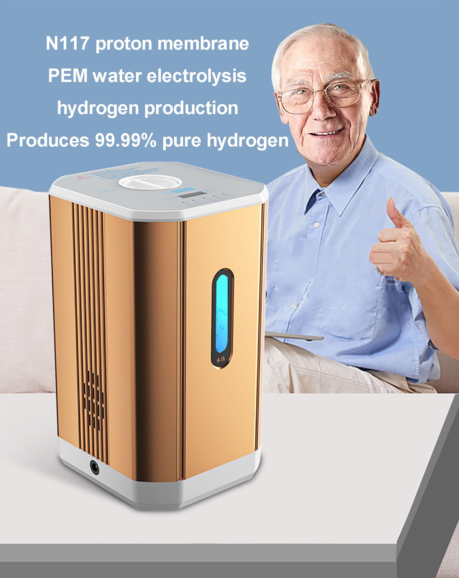 Urządzenie do inhalacji wodorem, 2 w 1 generator H2 z podwójnym wyjściem, 99,99% wysokiej czystości, generator wody jonizatora z technologią PEM, terapia wodorem nosowym