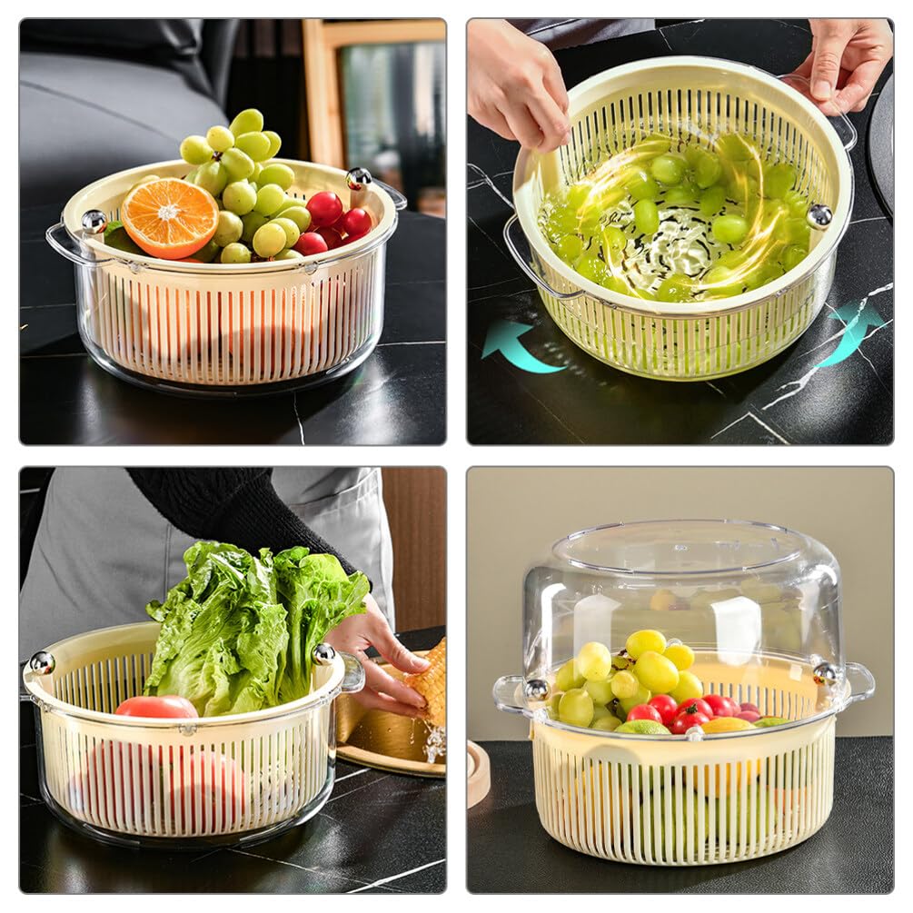 Cesta Lavado Verduras Colador 2 En 1 Con Tapa - Y Frutas, Plástico  Alimentario, Blanco, Ideal Para Camping Cesta Picnic, image size:1005x1005