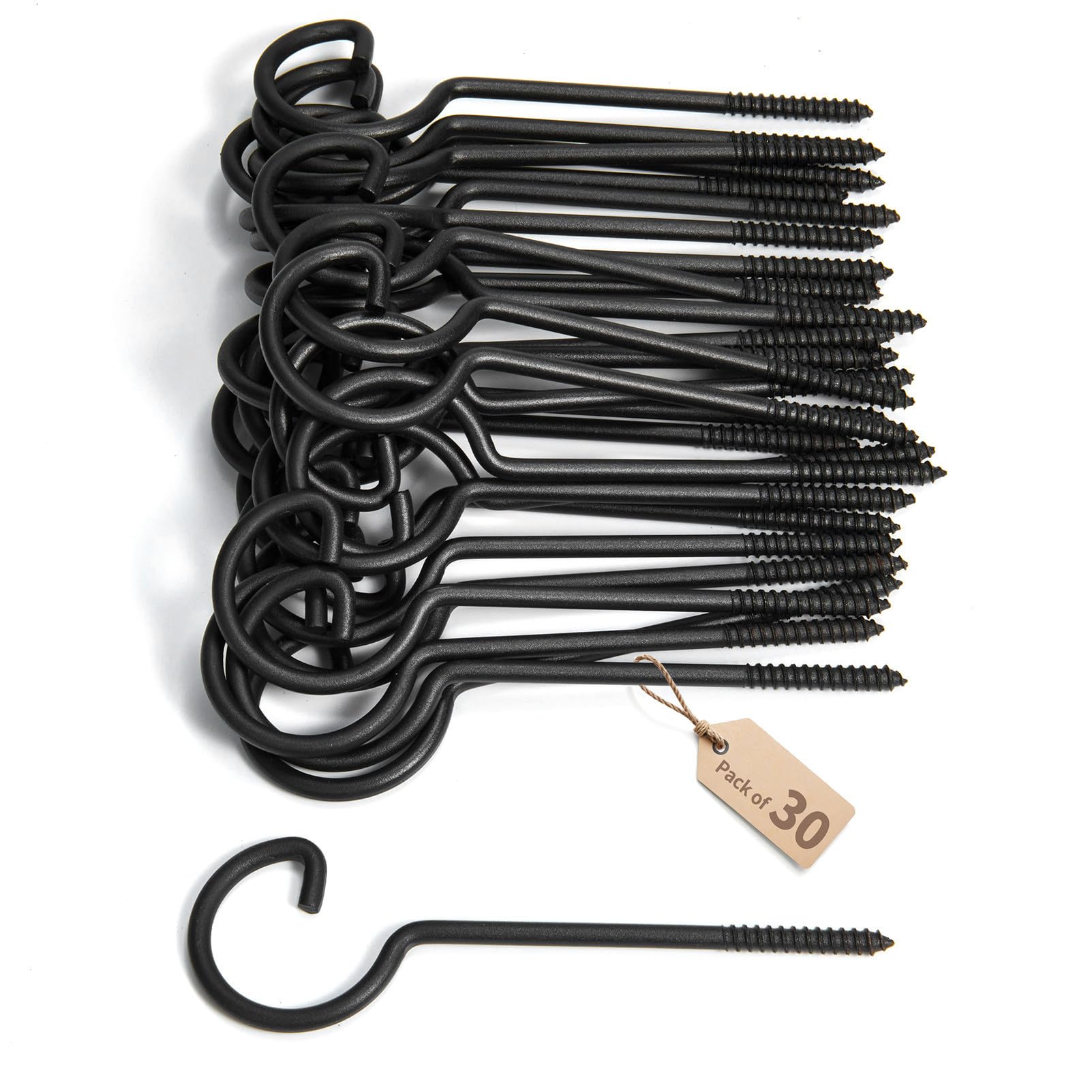 ASZUNE Screw Hooks 6in,Ceiling Hooks 30Pcs Screw-in Hooks,Birds House Christmas Lights and Curtain Hooks,Kitchen Hooks,Plants Hanger Outdoor/Indoor Hooks