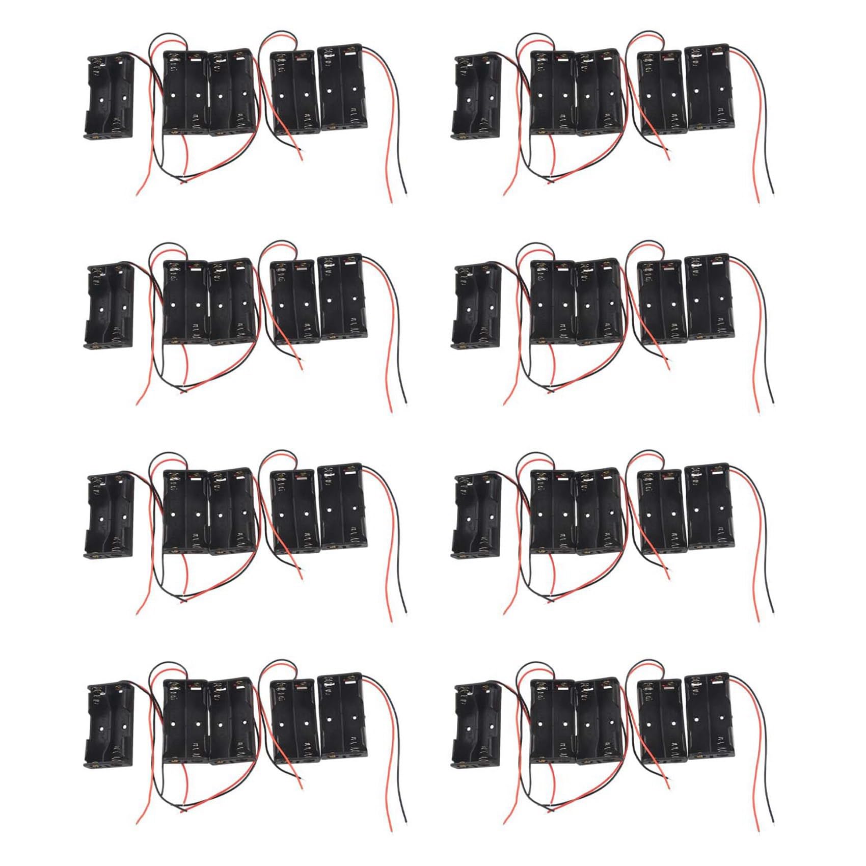 MARALANG 40 Pcs 2 X 1.5V AA Battery Holder Case Box Black W Wire Leads