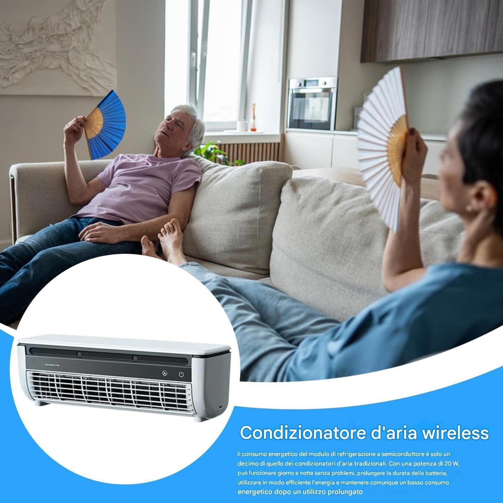 Generico Portatile Condizionatore A Parete, Senza Unità Esterna | Climatizzatore Con Telecomando, Condizionatore Senza Potente E Silenzioso