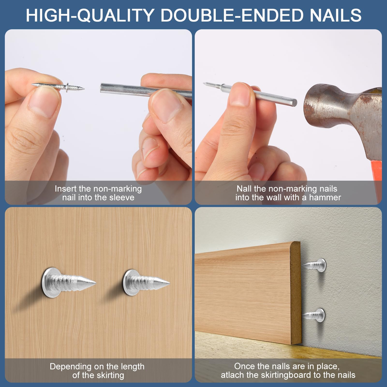 Double Head Skirting Nails - 400pcs + Tools -7