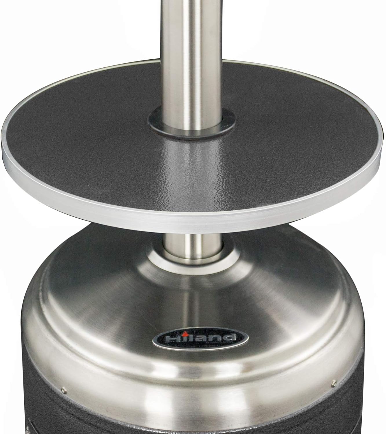Hiland HLDS01-SSHST 48,000 BTU Propane Patio Heater with Wheels and Table, Large, Hammered Silver/SS
