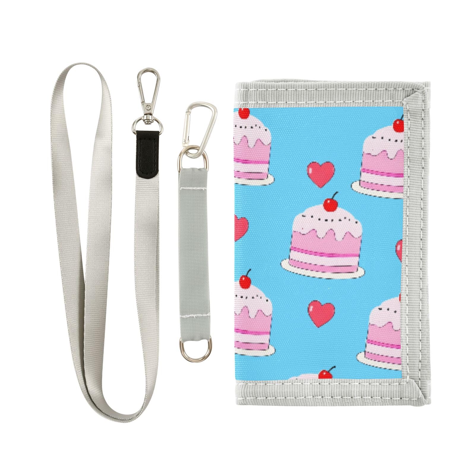 ALAZA Kids Wallets for Boys Girls Toddler Trifold Wallet Children Small Cherry Cake Blue with Zipper Coin Pocket