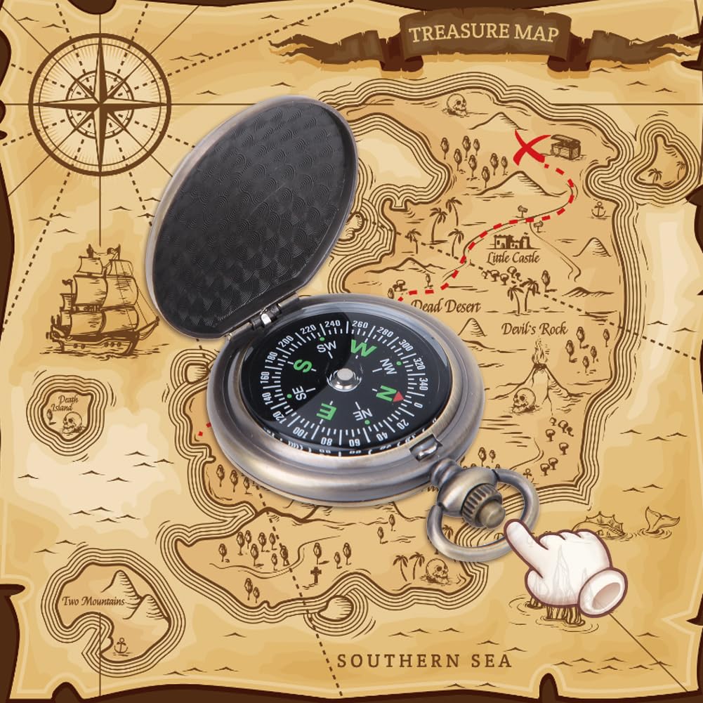 Bussola Vintage Portatile - Per Campeggio, Escursioni E Attività Outdoor Con Schermo Fluorescente - Foto 6