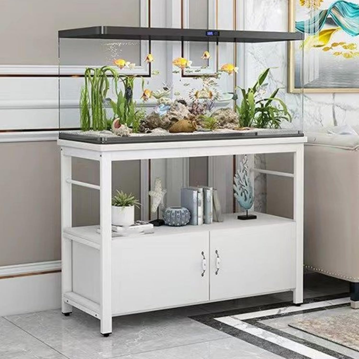 Unité de rangement fermée Lar-Capaci pour salon avec pieds réglables