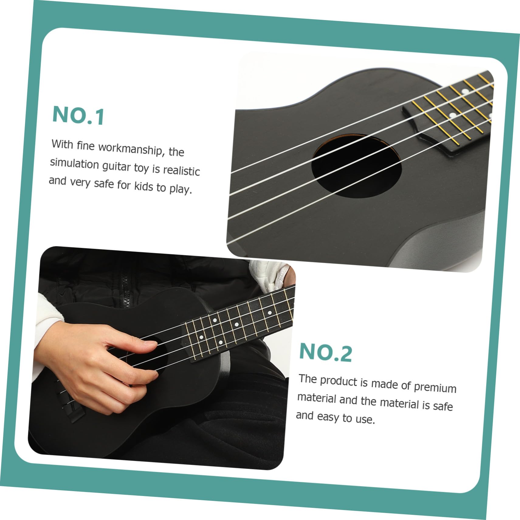 Ukulele Soprano in Legno Nero per Principianti Chitarra Acustica Corde Strumento Resistente e Facile da Accordare Regalo Educativo per Ragazzi e Ragazze
