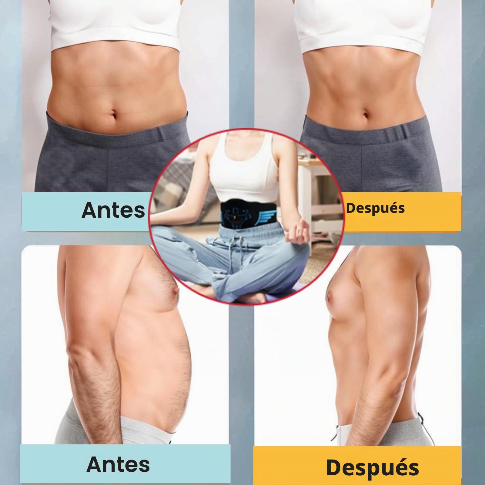 Estimulador Muscular EMS, Cinturón Abdominal con 10 Modos y 30 Niveles, Carga USB y Temporizador, Equipo de Fitness Portátil para Casa y Oficina, para Entrenamiento de Abdomen, Brazos y Adelgazamiento