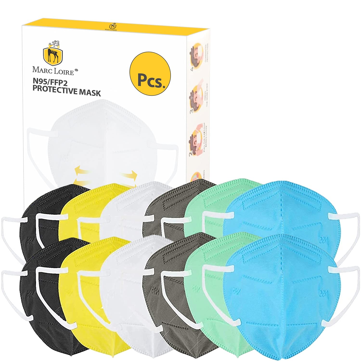 Marc Loire Pack of 6 Certified 5-Layered Anti Pollution Outdoor Protection Free Size N95 Face Mask For Men And Women, Multicolor (Pack of 12, Multicolor) (B09DYN8HV5) Amazon Price History, Amazon Price Tracker