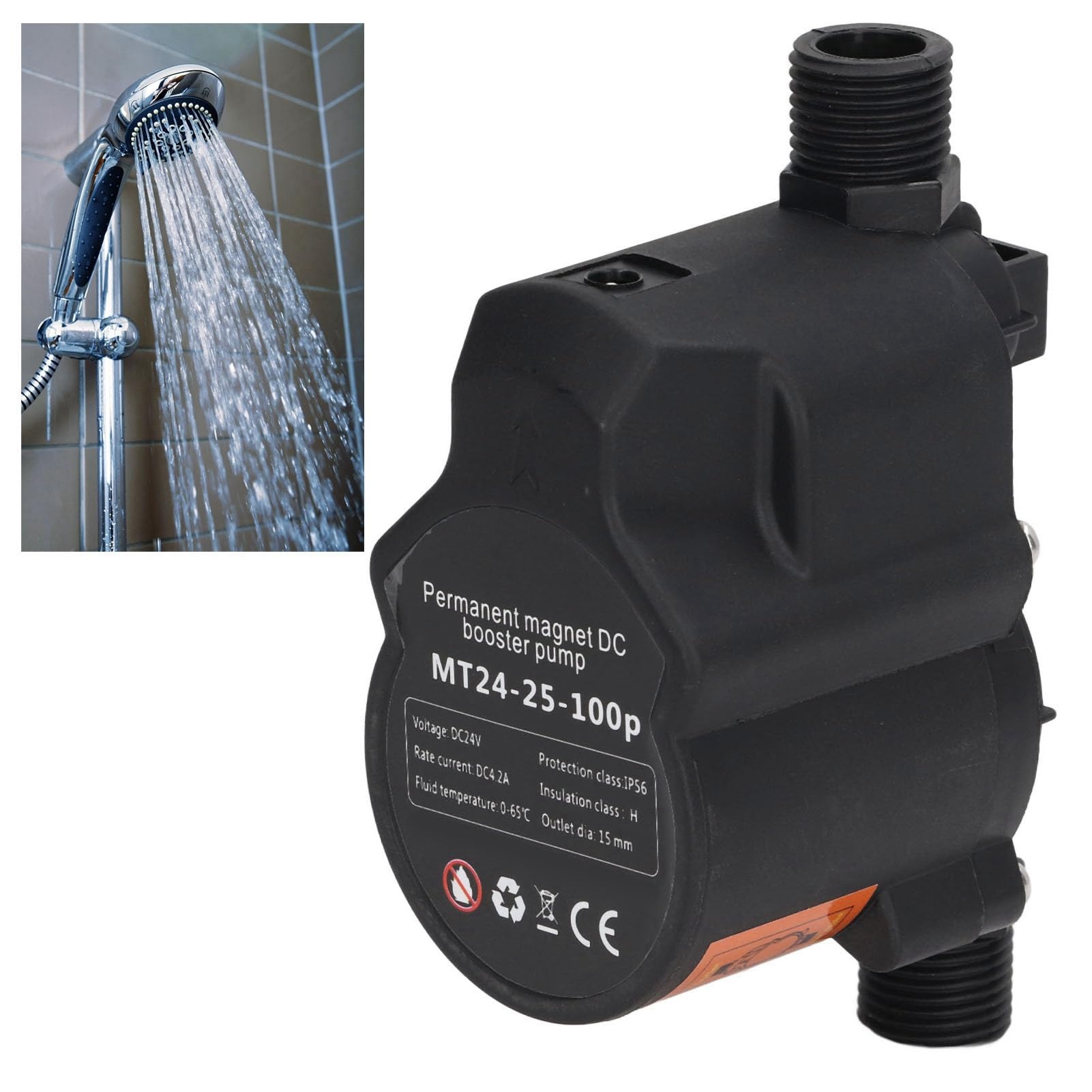 24V DC Pompe à pression de surpression d'eau, pompe de douche à faible bruit entièrement automatique pour domestique