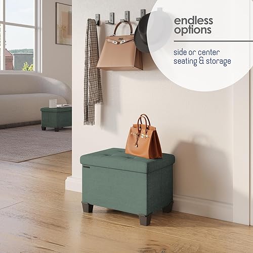 Miniatura 429 de Otomana plegable para dormitorio o sala de estar, con contenedores de almacenamiento, reposapiés para el extremo de la cama, soporta hasta 660 lb,