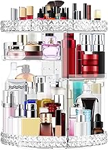 Owelth Make Up Organiser, 360° Rotating Dressing Table, Cosmetic Organiser, Perfume Storage, Skincare Beauty Organiser, Make-Up Cosmetic Box Accessories for Dresser, Bedroom, Bathroom, Transparent