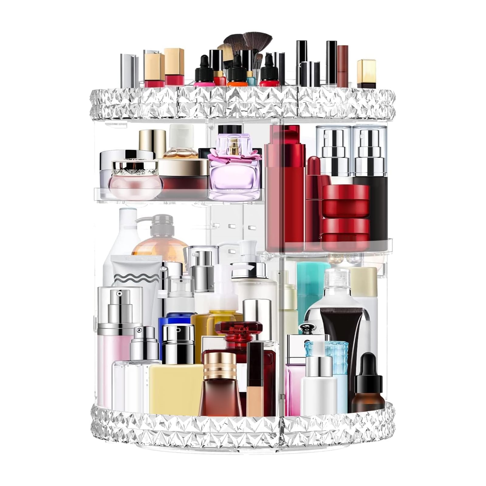 Organisateur Maquillage Zasjon Grande Capacité Rotatif 360° - Boîte Rangement Cosmétique Avec Poignées Pour Coiffeuse Et Salle De Bain