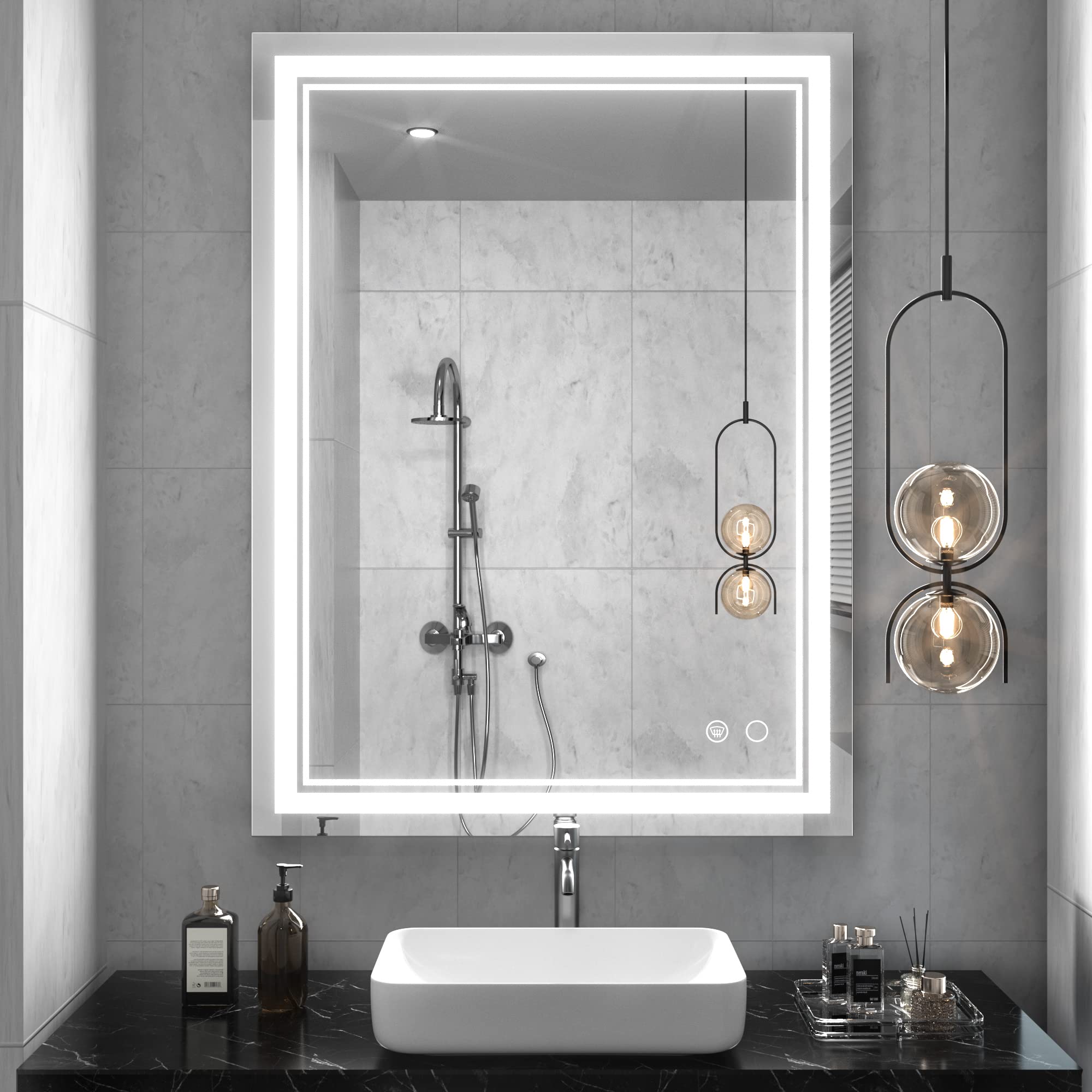Buy Keonjinn LED Bathroom Mirror, 32 x 24 Inch Front Lighted Bathroom