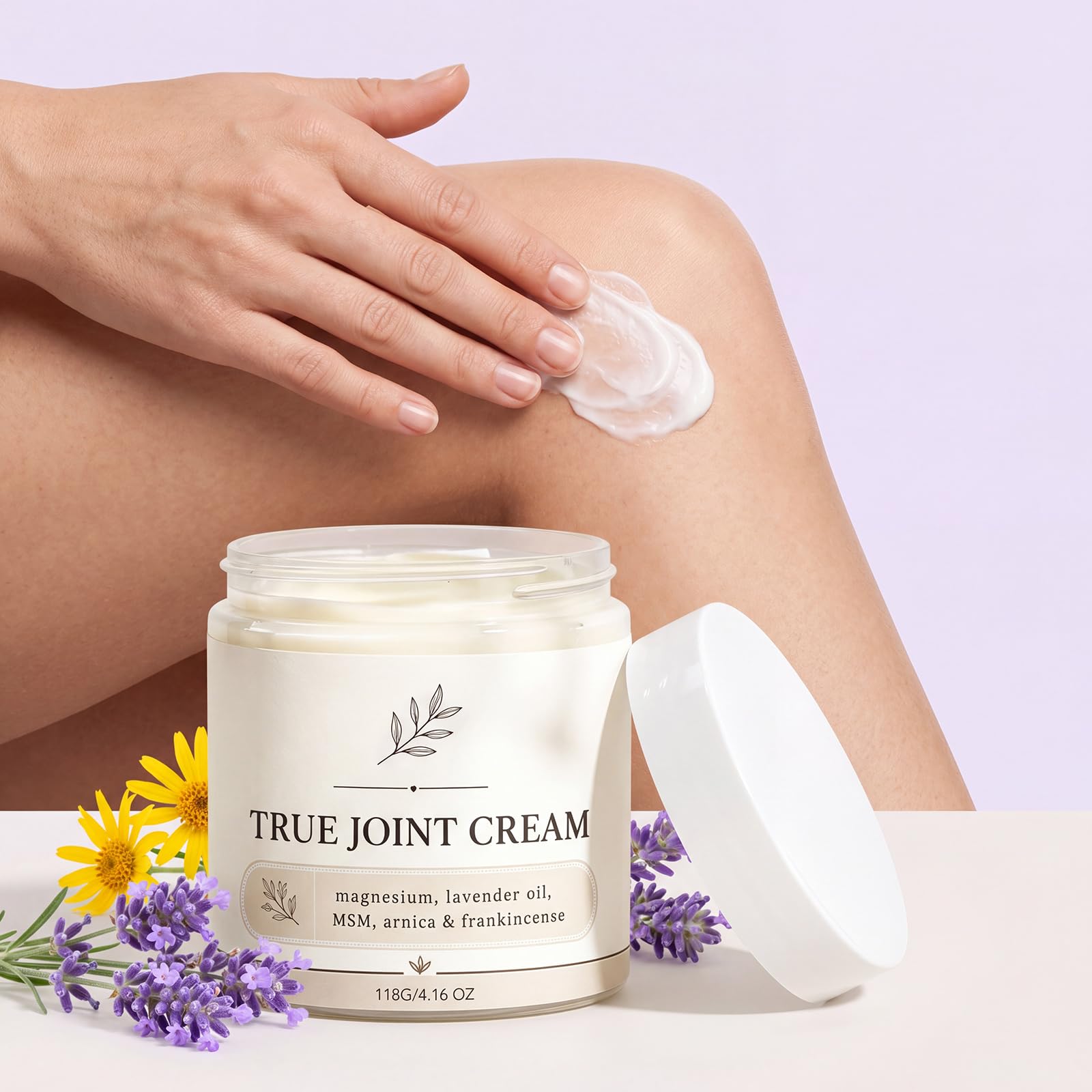 True Joint Cream, krem do ciała z magnezem, arniką i kadzidłem, nawilżający krem do masażu pleców, ramion i łokci, codzienne samopoczucie stawów, szybko się wchłania (6 szt.)