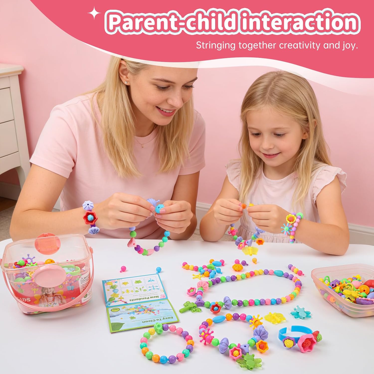 Snap Pop Beads Jewelry Kit for Girls – 350PCS Insect DIY Bracelet Making Toy with Butterfly, Ladybug, Dragonfly – No Mess Craft Birthday Gift Age 4–8 – Crafts Kits with Storage Box