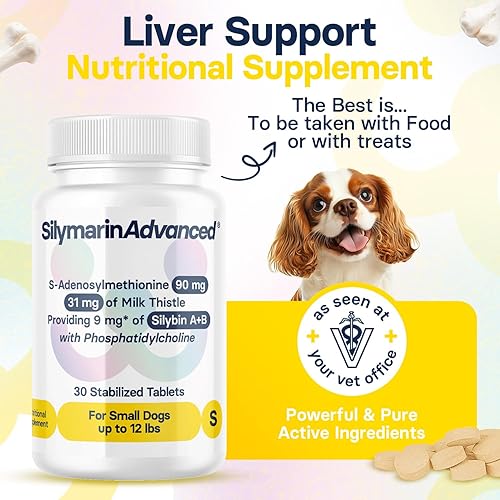 Miniatura 2 de Liver Health Supplement for Small Dogs - Milk Thistle for Dogs Liver Support with S-Adenosylmethionine (Same) & Silybin - 30 Tablets