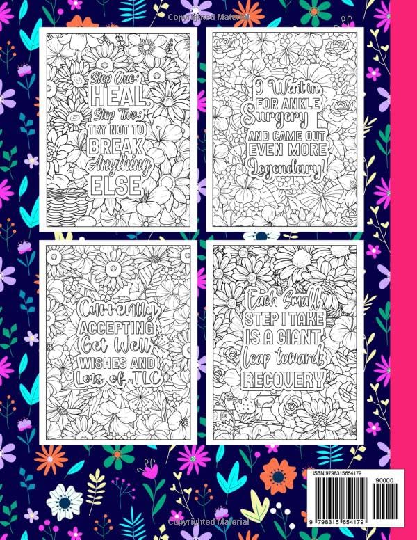 Ankle Surgery Picked A Fight With The Wrong Chick Recovery Coloring Book: Funny Ankle Surgery Recovery Gifts for Women and Teens (30 Quotes) Post Op ... x 11) Get Well Soon Support Gift for Patients image 3