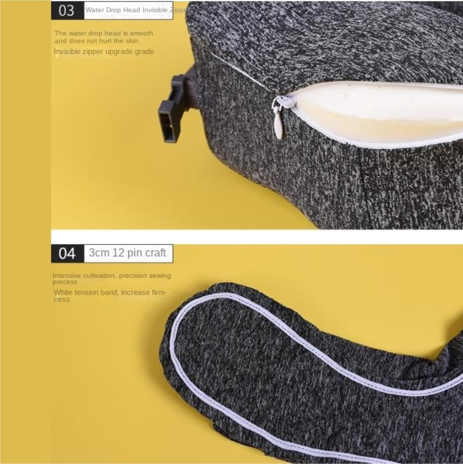 Cuscino Per Aeroplano Poggiatesta Cuscino Da Viaggio Portatile A Forma Di U Staccabile E Lavabile Pisolino In Ufficio(Grey)