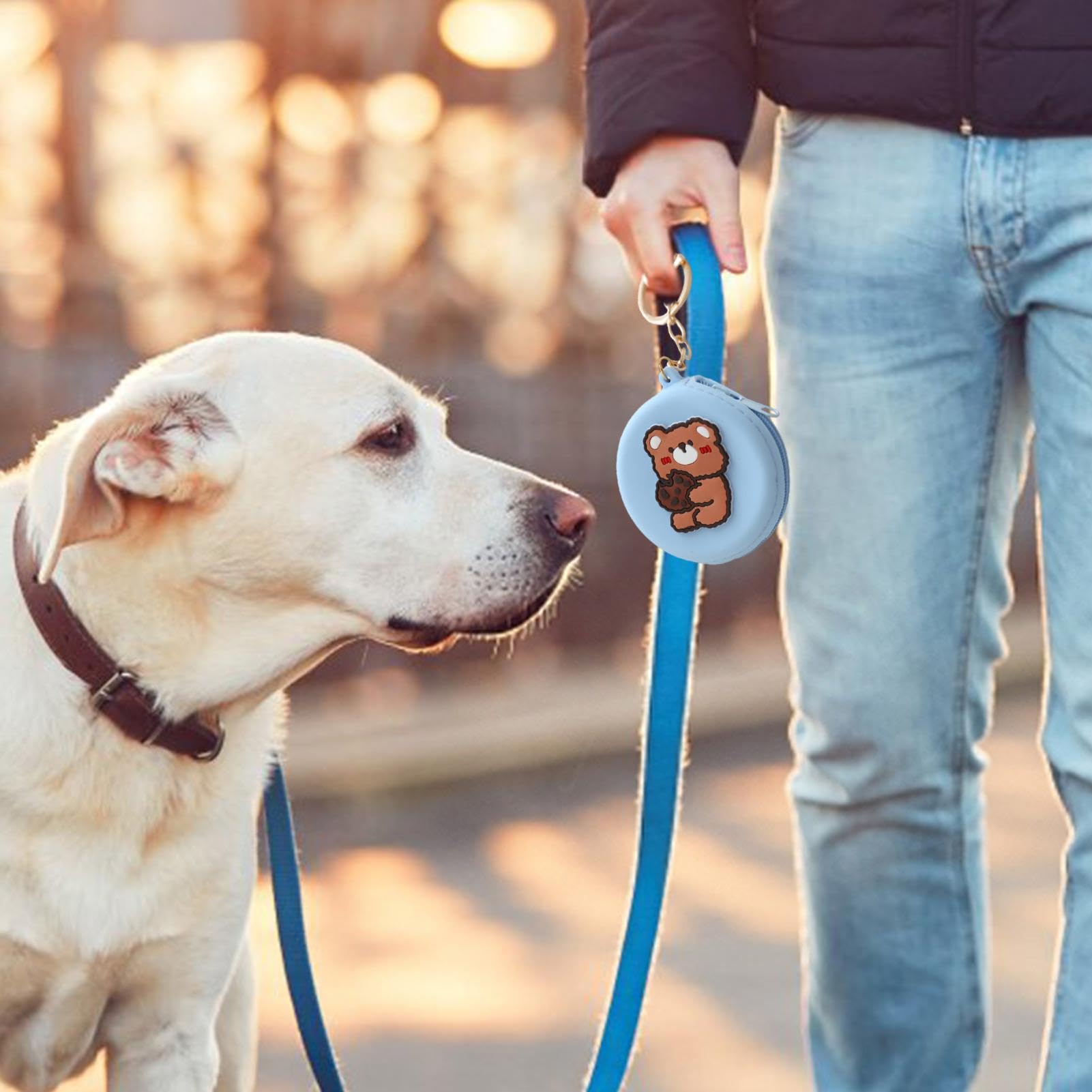 Custodia in Silicone per Cani - Porta Premietti per Cani Piccoli | Borsa per Snack per Cuccioli | Sacchetto Addestramento Cane Nero con Moschettone per Viaggio O Uso Esterno