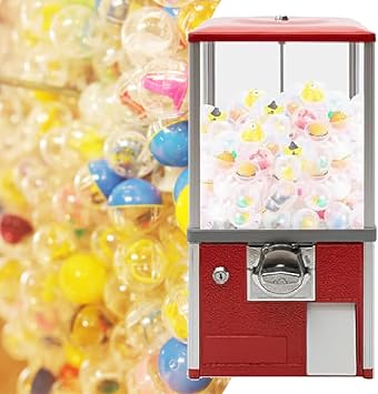 Coin Operated Vending Machine, Dispenser Prize Machine, Candy Machine Dispenser, Vending Machine for Small Candy, Nuts, Feed,Red