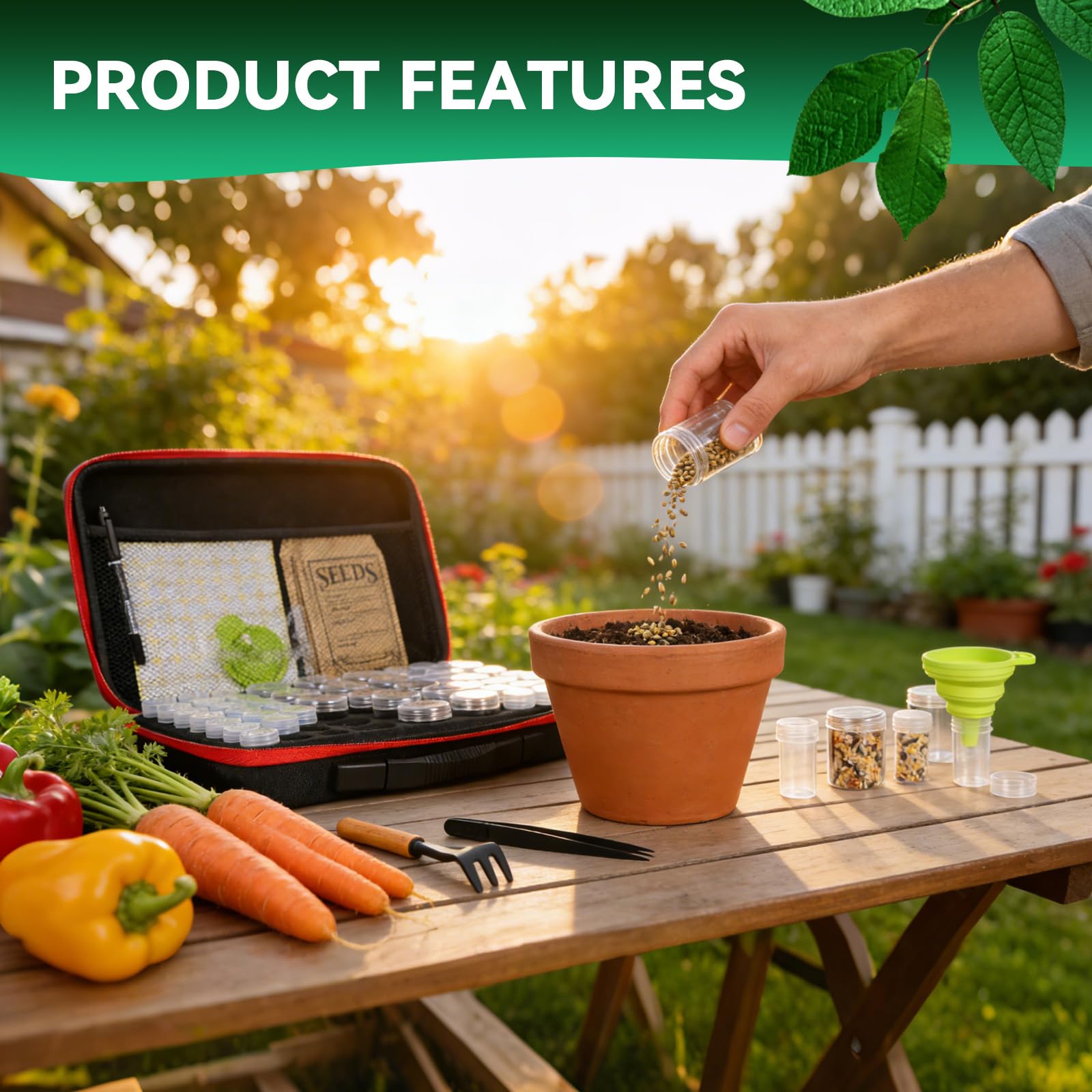 efuturetime 57 Ranuras Caja de Almacenamiento de Semillas, Organizador de Semillas con Cremallera, Pegatinas y Embudo para Semillas Plantas Flores, Cajas de Accesorios para Pintura Diamantes Joyas