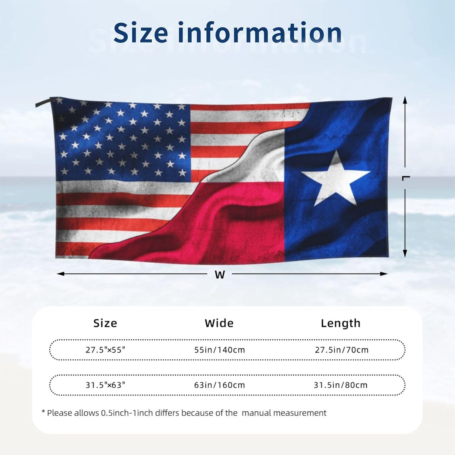 Beach Towel America Flag Texas Flag Bath Towel Oversized for Men Women,Quick Dry Absorbent Towel for Travel Pool Yoga Gym Sport 31.5"X63"